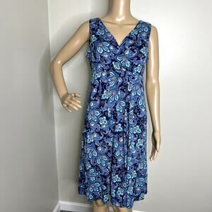 St John's Bay Blue Paisley Floral Patterned Tank Dress
